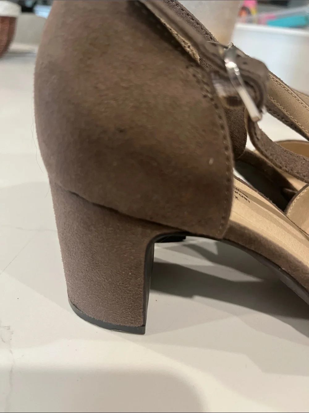 Life Stride Brown Suede Mary Jane Block Heel Pumps